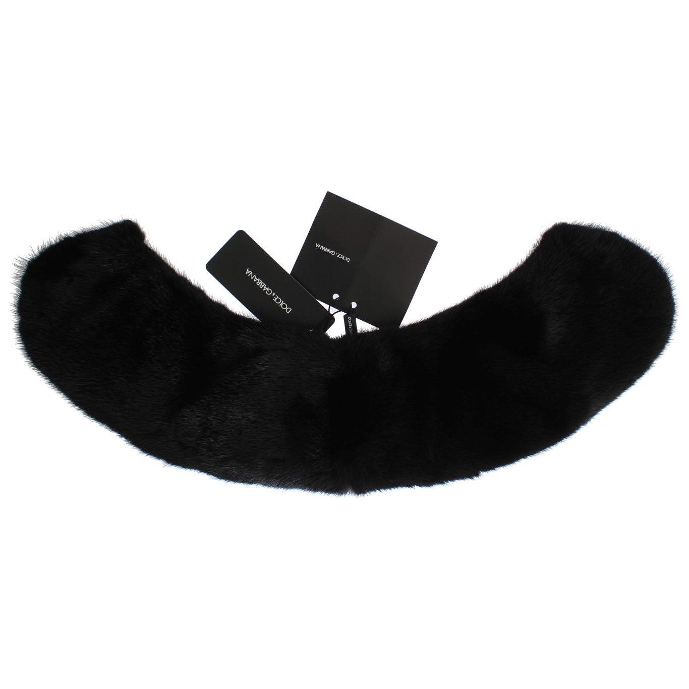Dolce & Gabbana Elegant Black Mink Fur Shoulder Wrap Scarf Dolce & Gabbana Black