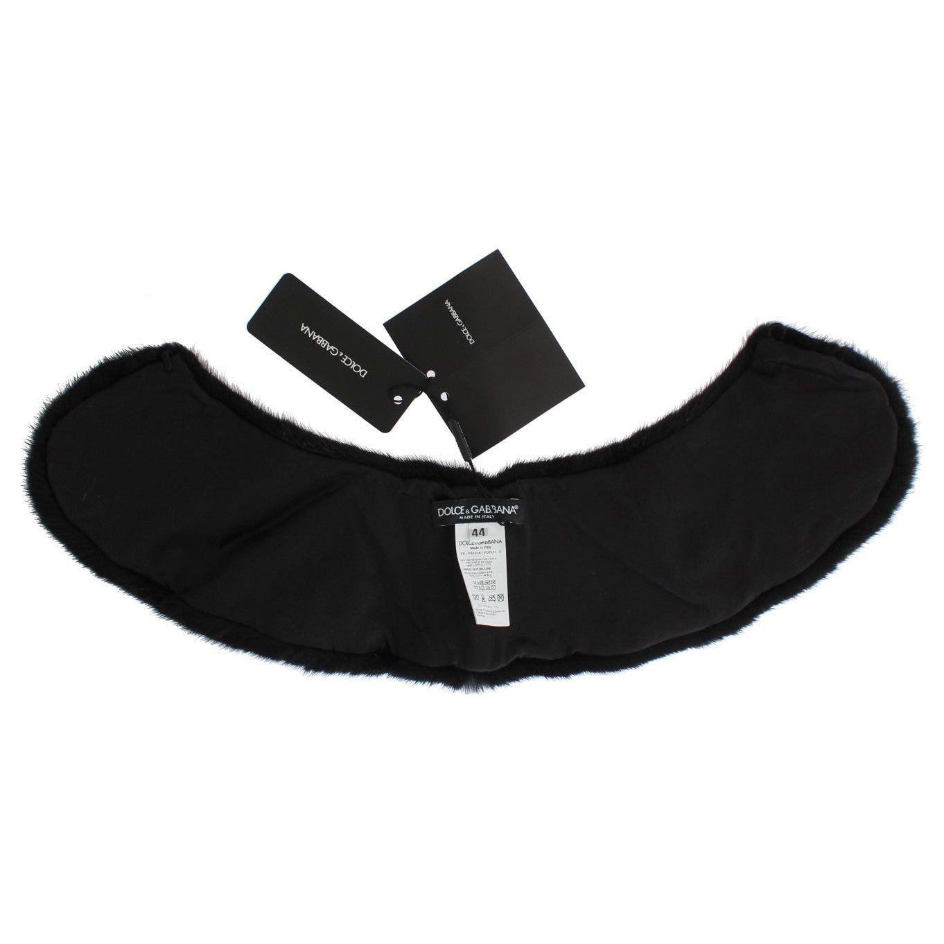 Dolce & Gabbana Elegant Black Mink Fur Shoulder Wrap Scarf Dolce & Gabbana Black