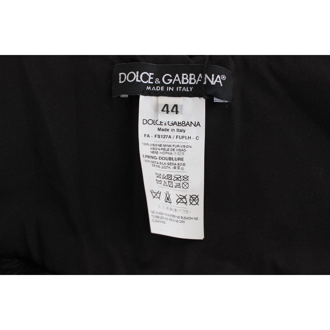 Dolce & Gabbana Elegant Black Mink Fur Shoulder Wrap Scarf Dolce & Gabbana Black