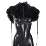 Dolce & Gabbana Elegant Black Fox Fur Silk Shoulder Wrap Fur Wrap Scarves Dolce & Gabbana Dark Slate Gray