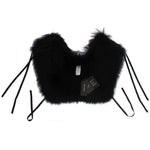 Dolce & Gabbana Elegant Black Fox Fur Silk Shoulder Wrap Fur Wrap Scarves Dolce & Gabbana Black