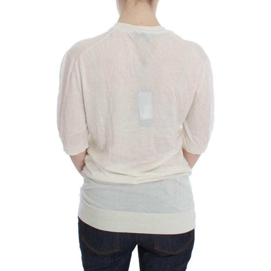 Dolce & Gabbana Elegant White Cashmere Sweater Dolce & Gabbana Light Gray