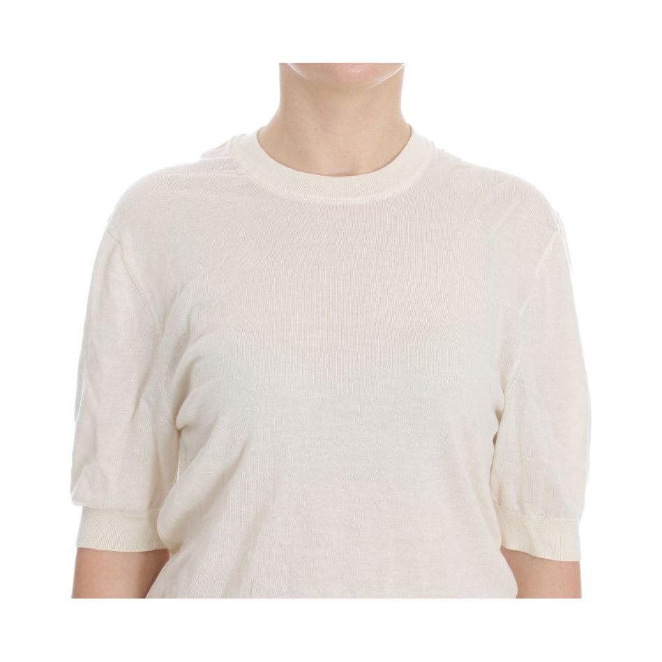 Dolce & Gabbana Elegant White Cashmere Sweater Dolce & Gabbana Light Gray