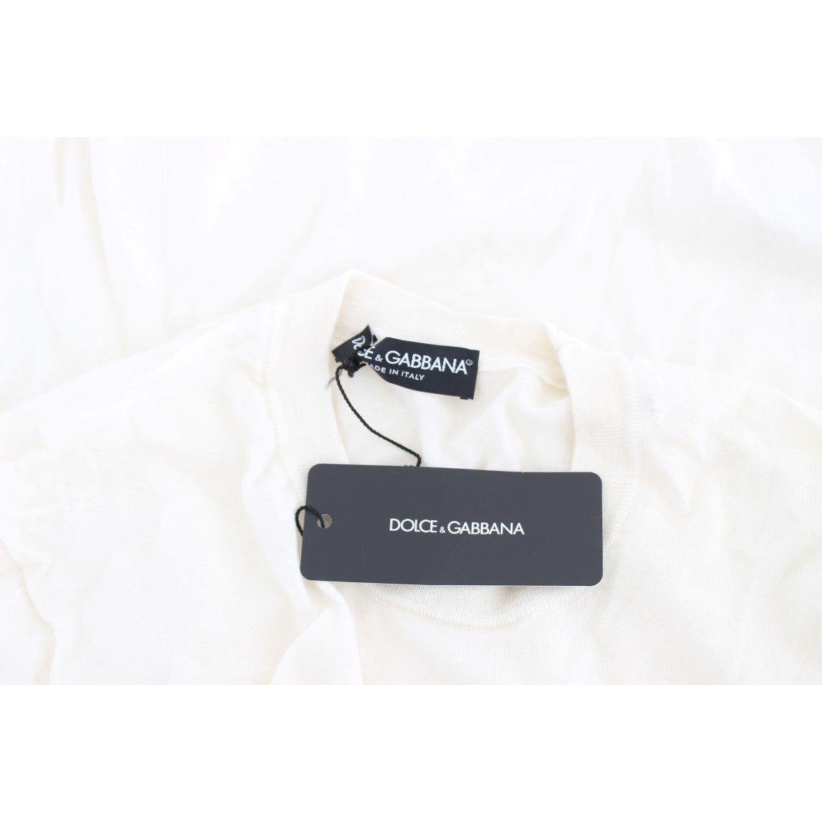 Dolce & Gabbana Elegant White Cashmere Sweater Dolce & Gabbana White Smoke