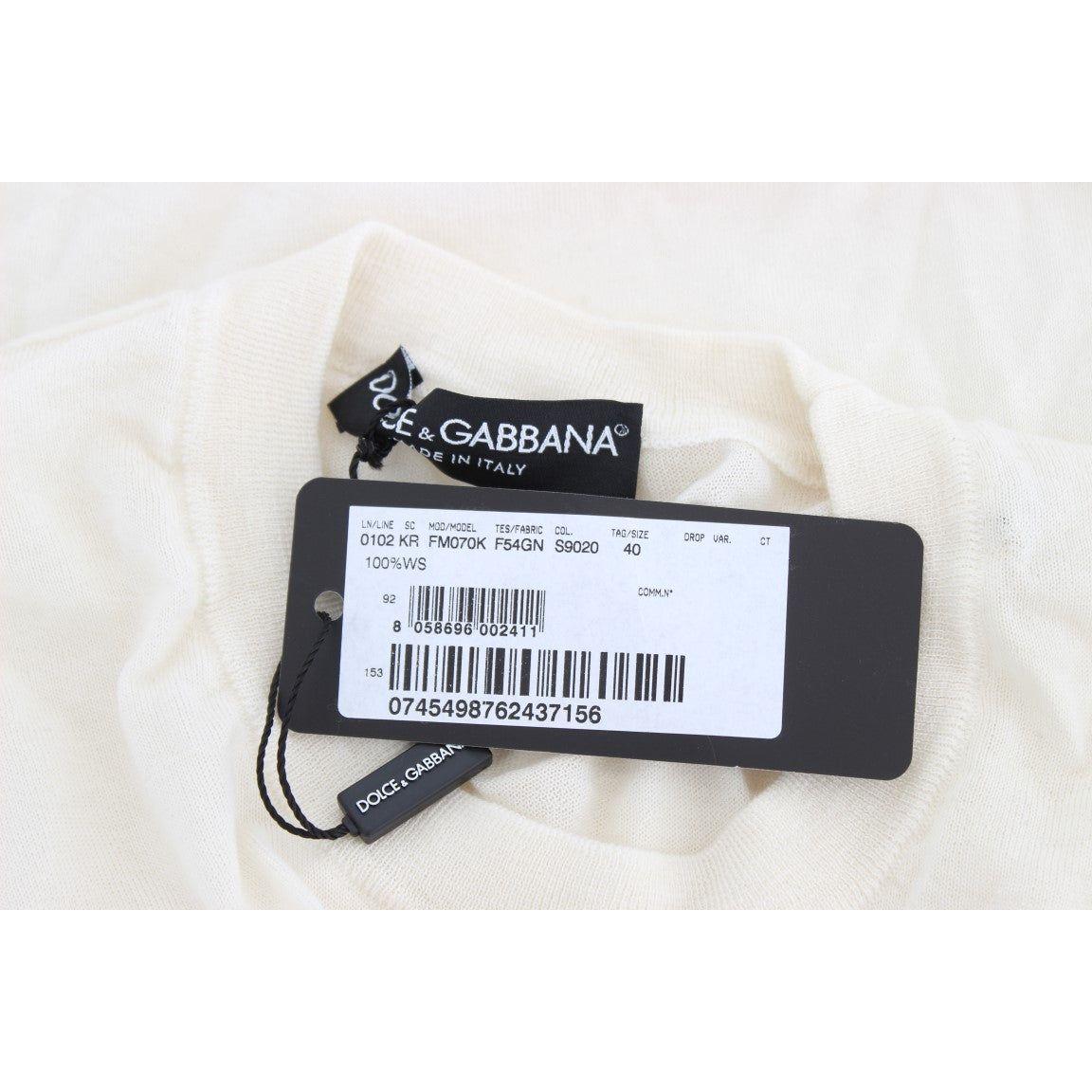 Dolce & Gabbana Elegant White Cashmere Sweater Dolce & Gabbana Lavender