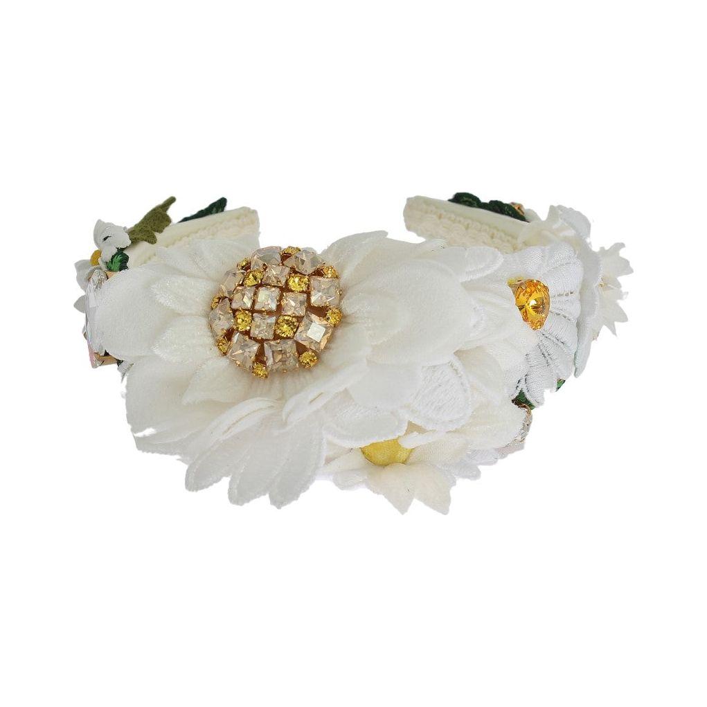 Dolce & Gabbana Sunflower Crystal Luxury Headband Dolce & Gabbana Gray