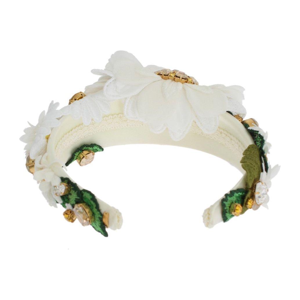 Dolce & Gabbana Sunflower Crystal Luxury Headband Dolce & Gabbana Light Gray