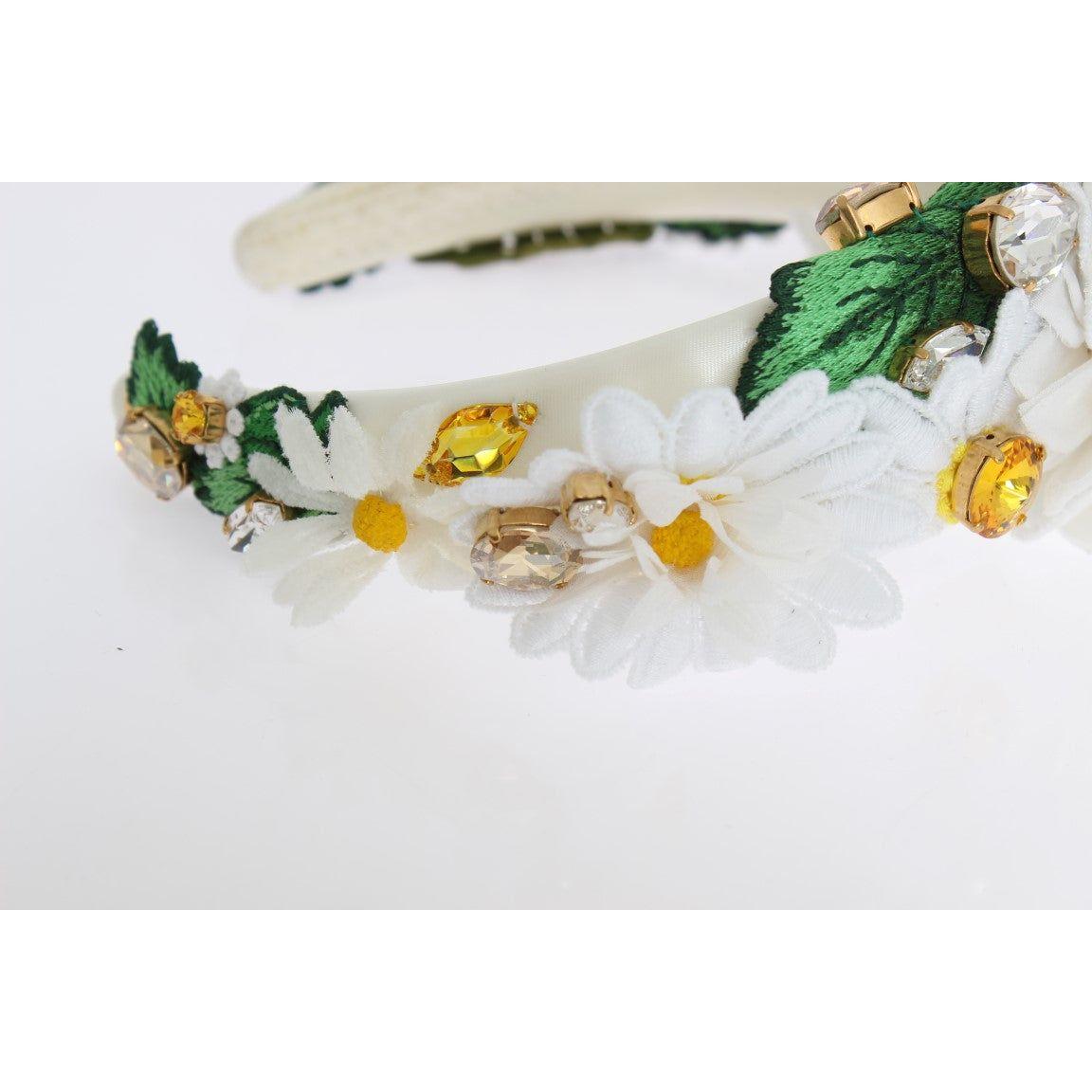 Dolce & Gabbana Sunflower Crystal Luxury Headband Dolce & Gabbana Light Gray
