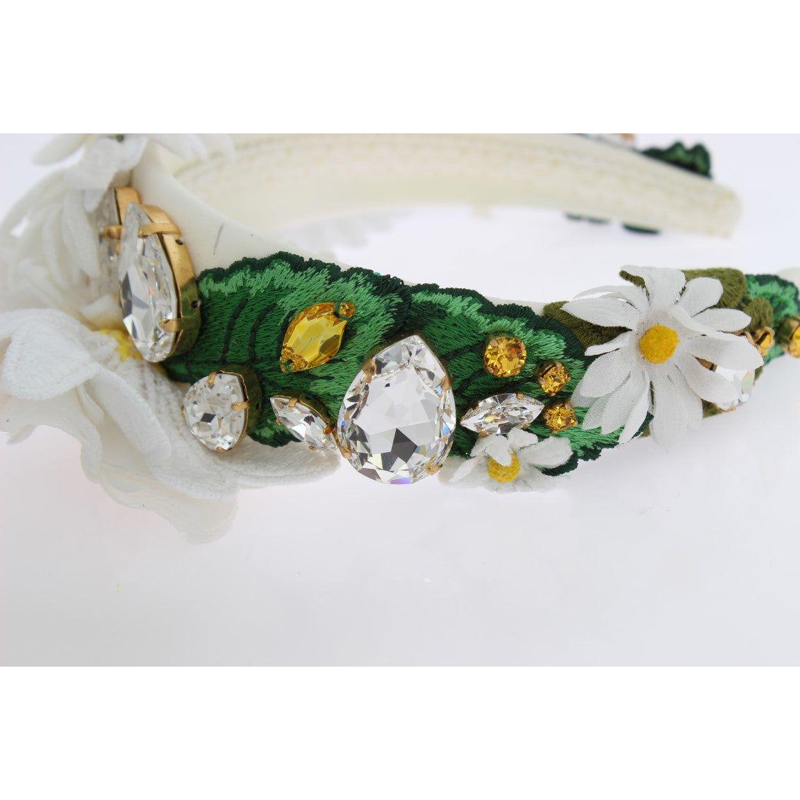 Dolce & Gabbana Sunflower Crystal Luxury Headband Dolce & Gabbana Light Gray