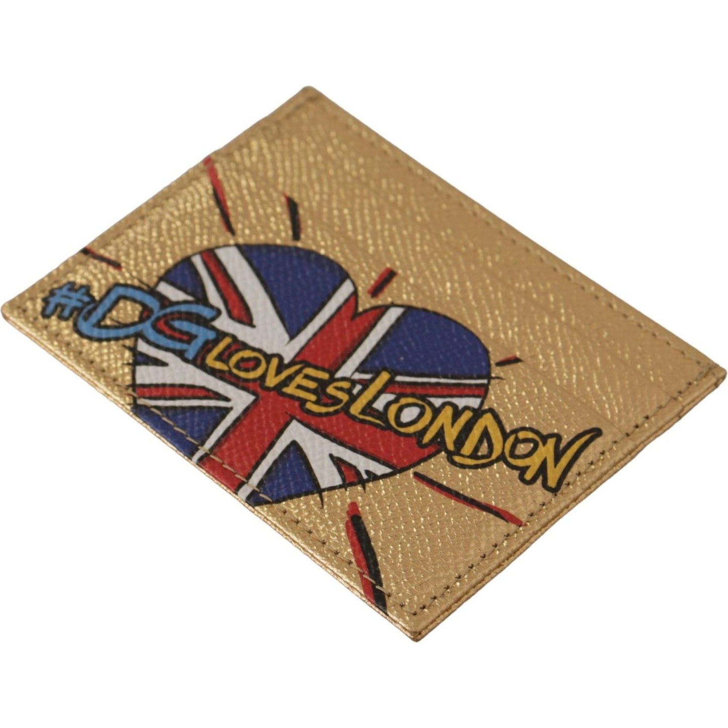 Dolce & Gabbana Elegant Gold Leather Cardholder Dolce & Gabbana Dark Khaki