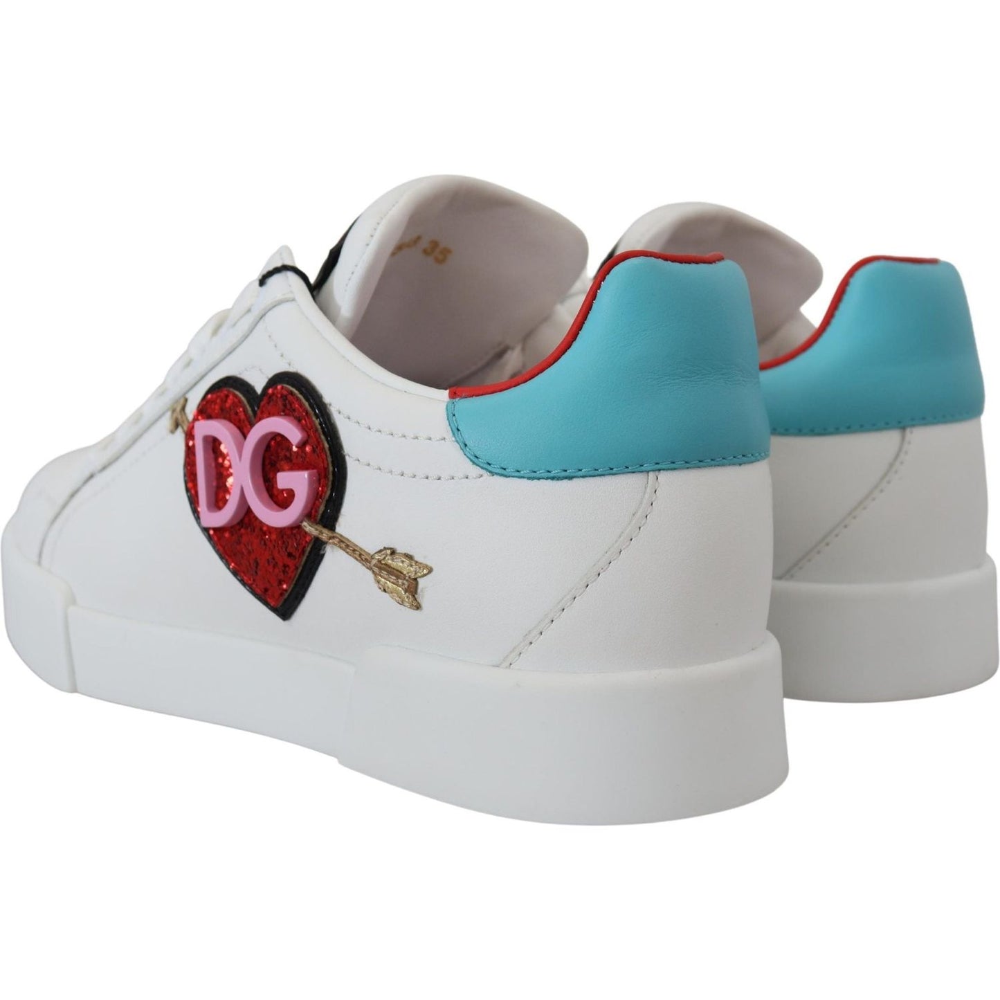 Dolce & Gabbana Elegant White Portofino Leather Sneakers Dolce & Gabbana Gray