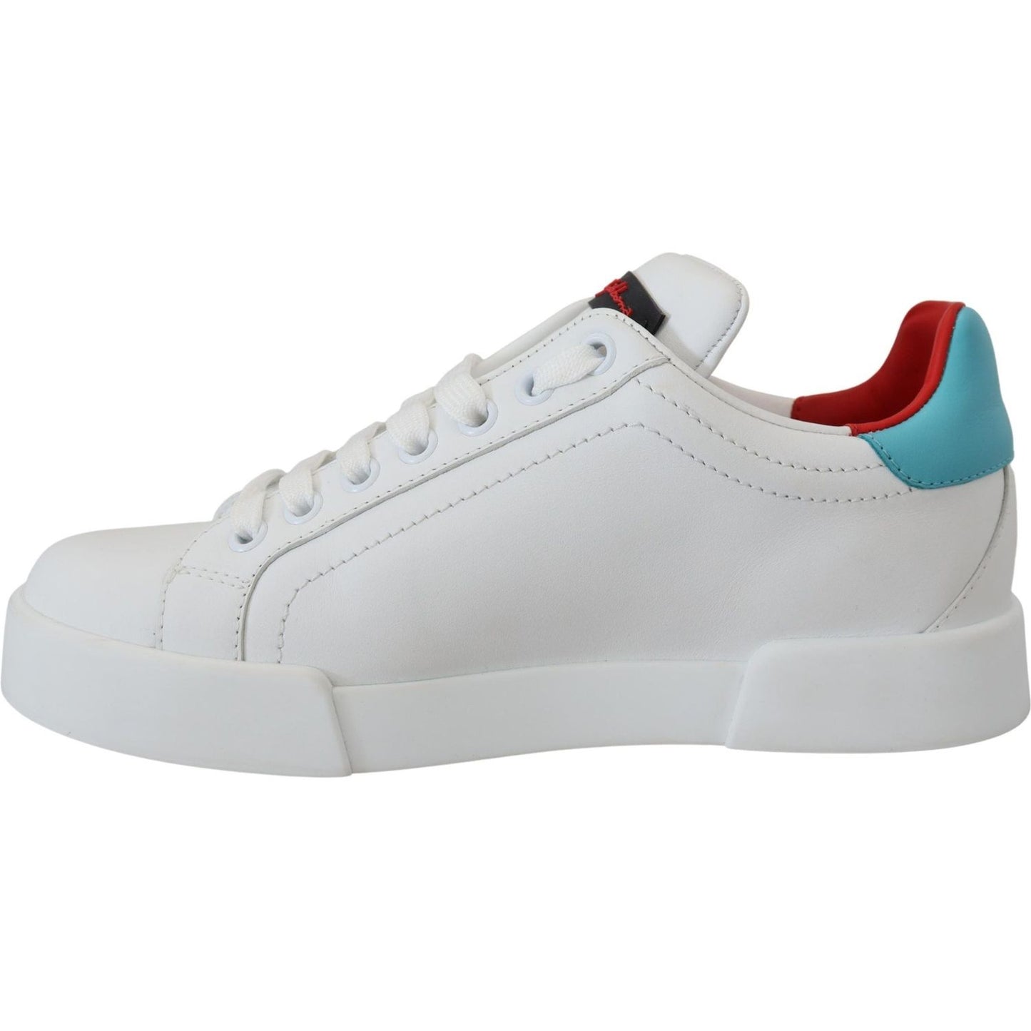Dolce & Gabbana Elegant White Portofino Leather Sneakers Dolce & Gabbana Gray