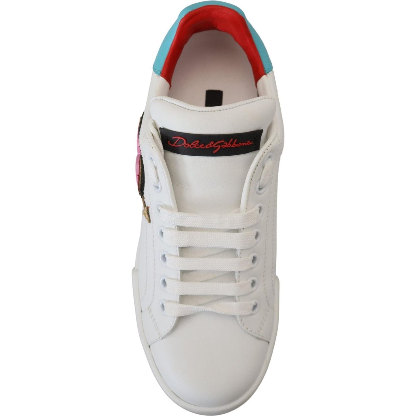Dolce & Gabbana Elegant White Portofino Leather Sneakers Dolce & Gabbana Gray
