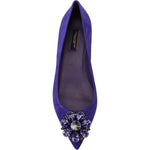 Dolce & Gabbana Embellished Crystal Purple Suede Flats