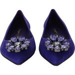 Dolce & Gabbana Embellished Crystal Purple Suede Flats