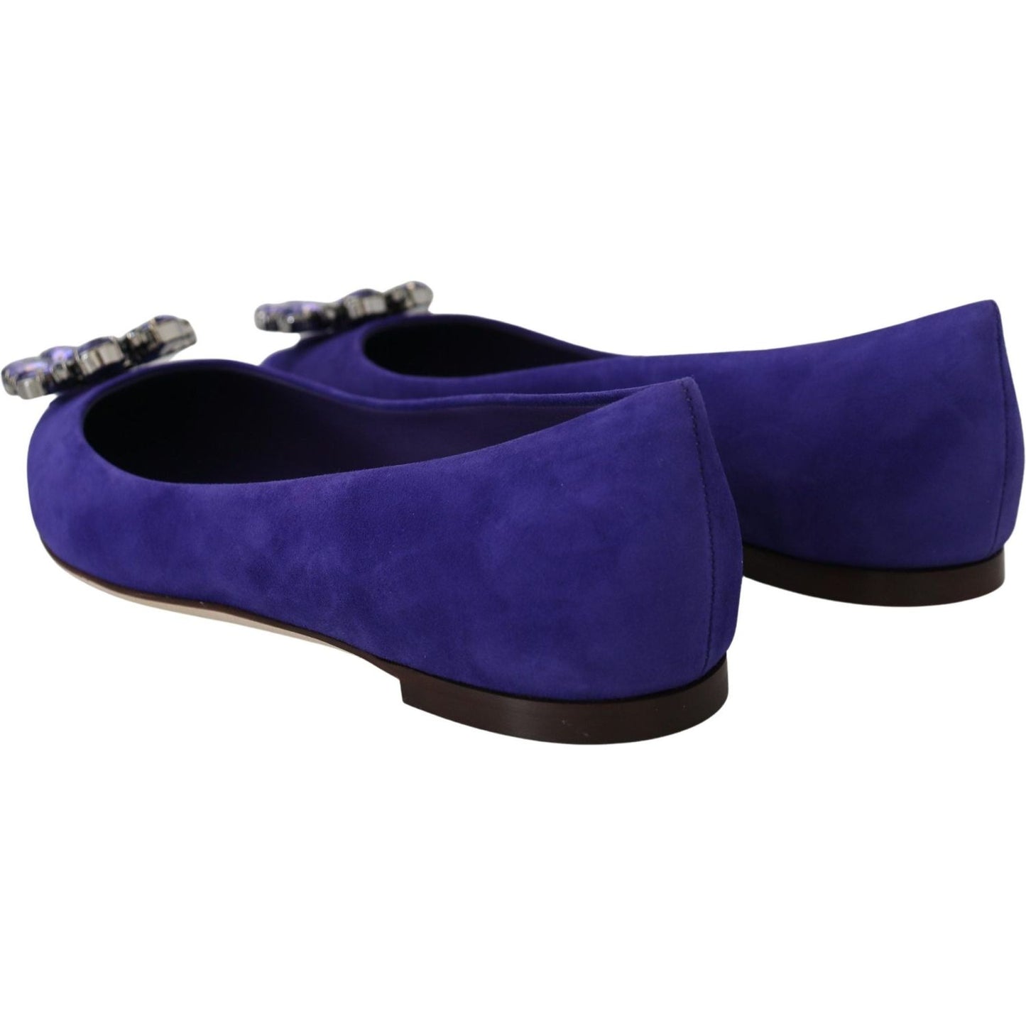 Dolce & Gabbana Embellished Crystal Purple Suede Flats
