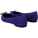 Dolce & Gabbana Embellished Crystal Purple Suede Flats