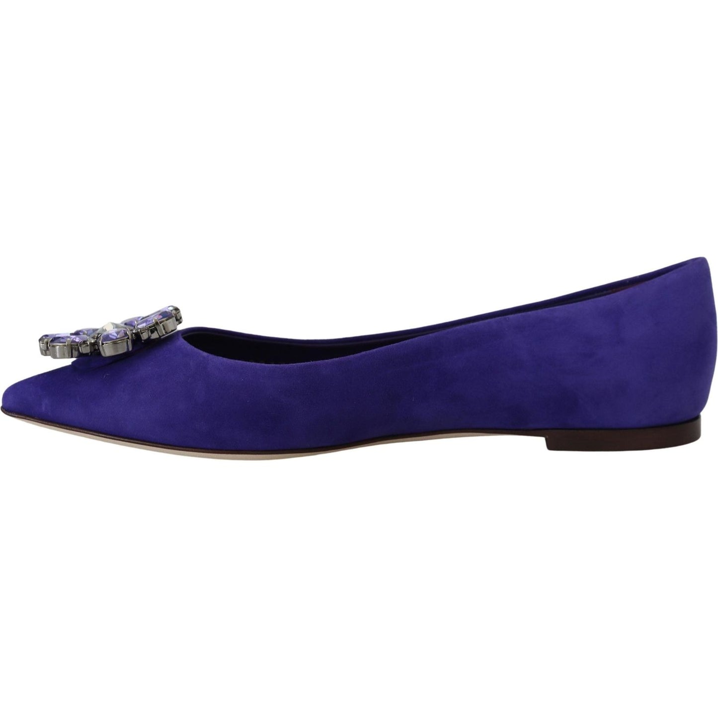Dolce & Gabbana Embellished Crystal Purple Suede Flats