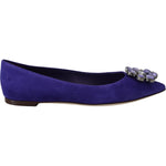 Dolce & Gabbana Embellished Crystal Purple Suede Flats