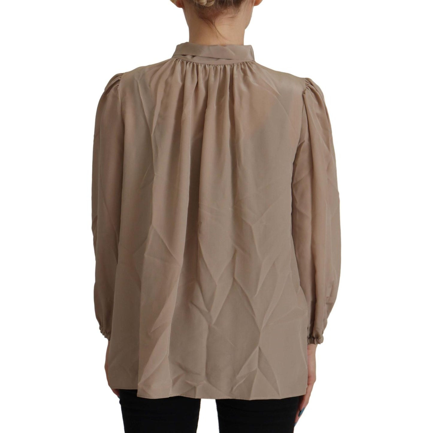 Dolce & Gabbana Elegant Silk Ascot Collar Blouse Dolce & Gabbana Dim Gray