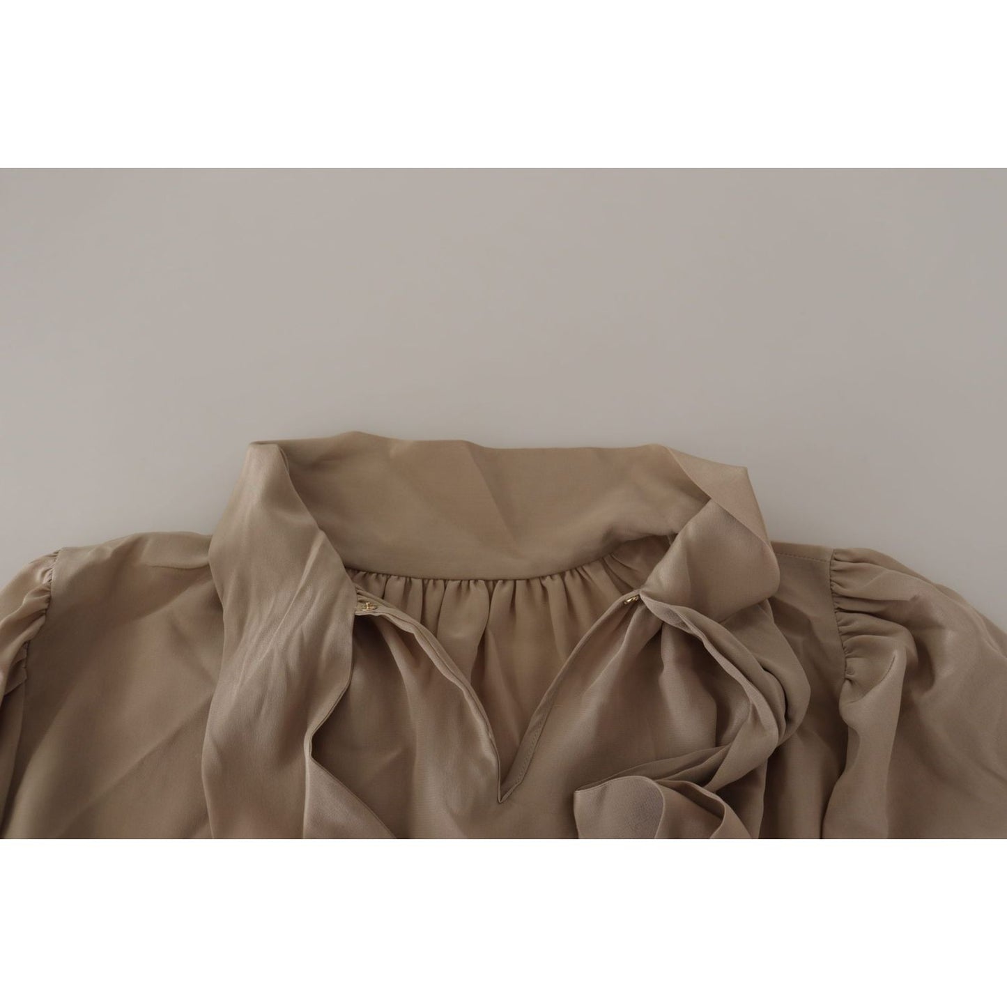 Dolce & Gabbana Elegant Silk Ascot Collar Blouse Dolce & Gabbana Dark Gray