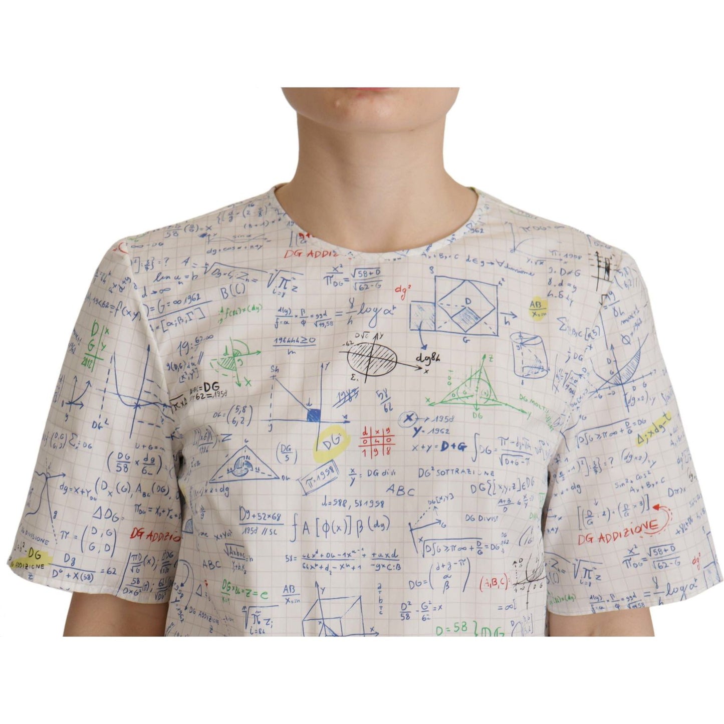 Dolce & Gabbana Algebra Print Round Neck Cotton Tee Dolce & Gabbana Gray
