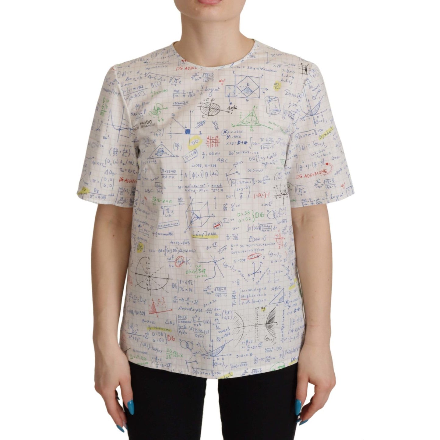 Dolce & Gabbana Algebra Print Round Neck Cotton Tee Dolce & Gabbana Gray
