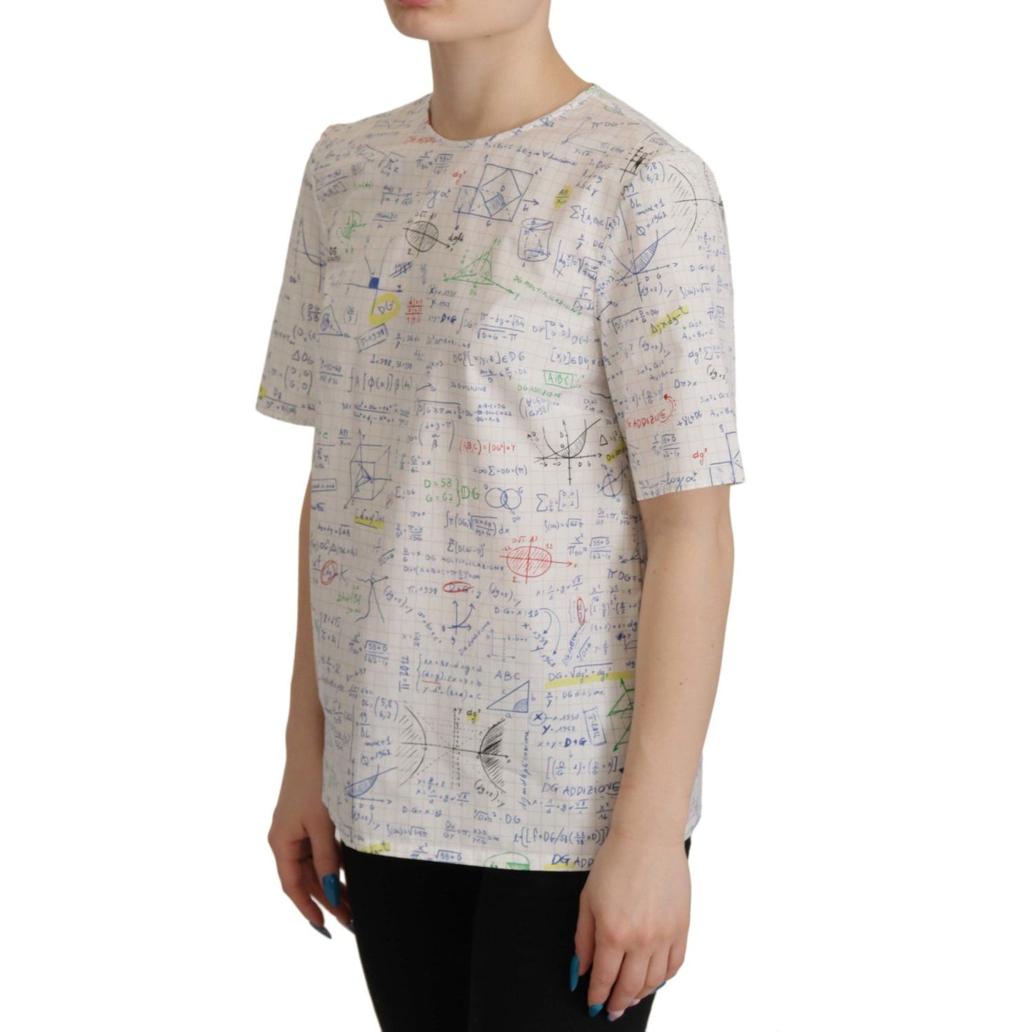 Dolce & Gabbana Algebra Print Round Neck Cotton Tee Dolce & Gabbana Dark Gray