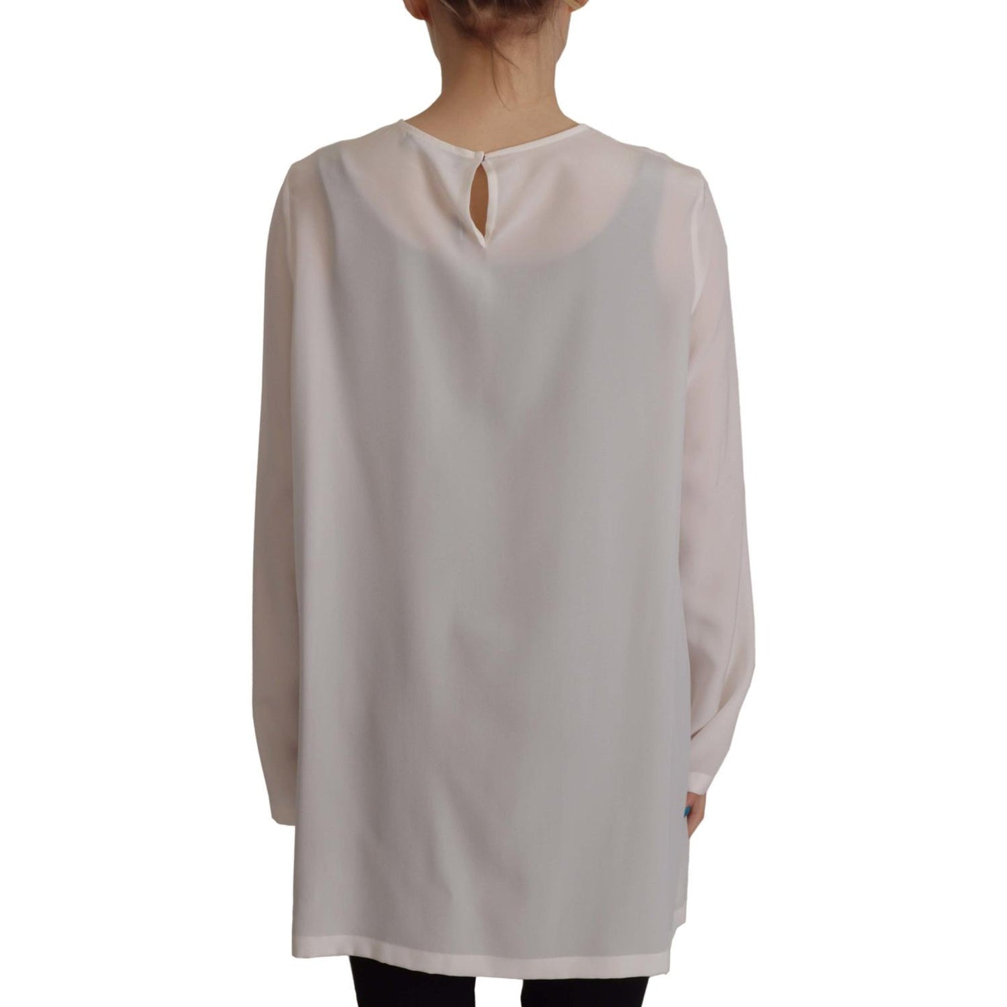 Dolce & Gabbana Elegant Silk Top with Logo Embroidery Dolce & Gabbana Dark Gray