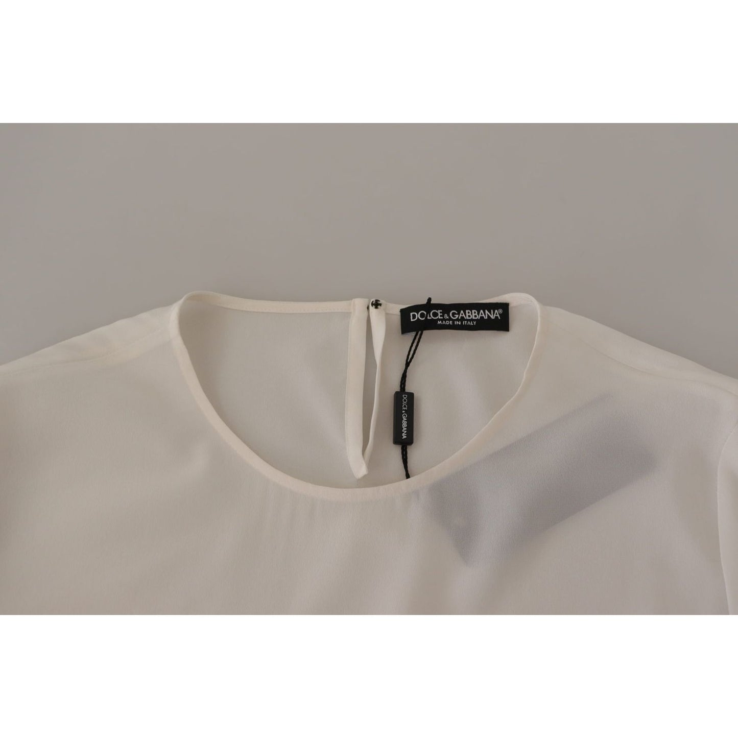 Dolce & Gabbana Elegant Silk Top with Logo Embroidery Dolce & Gabbana Dark Gray