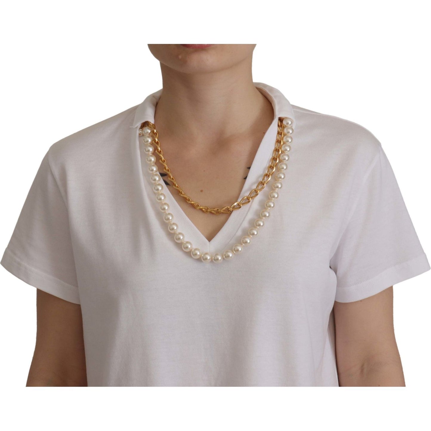 Dolce & Gabbana Stunning V-Neckline Logo Embellished Tee Dolce & Gabbana Dark Gray