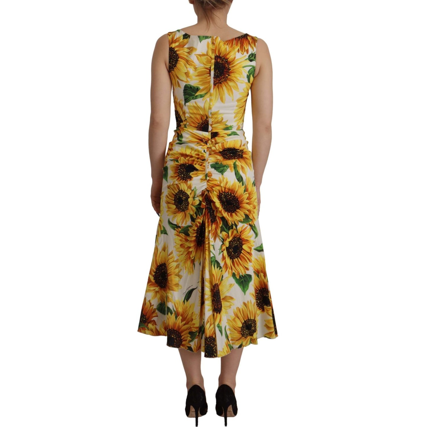 Dolce & Gabbana Elegant White Floral Print Midi Dress Dolce & Gabbana Sienna