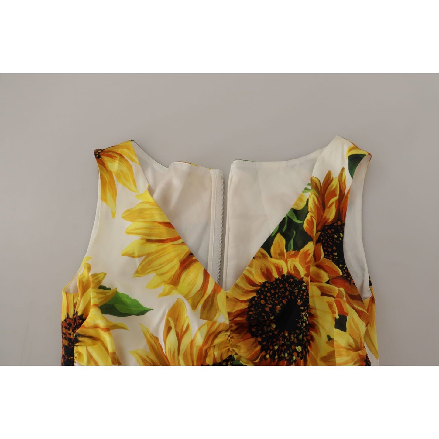 Dolce & Gabbana Elegant White Floral Print Midi Dress Dolce & Gabbana Dark Gray