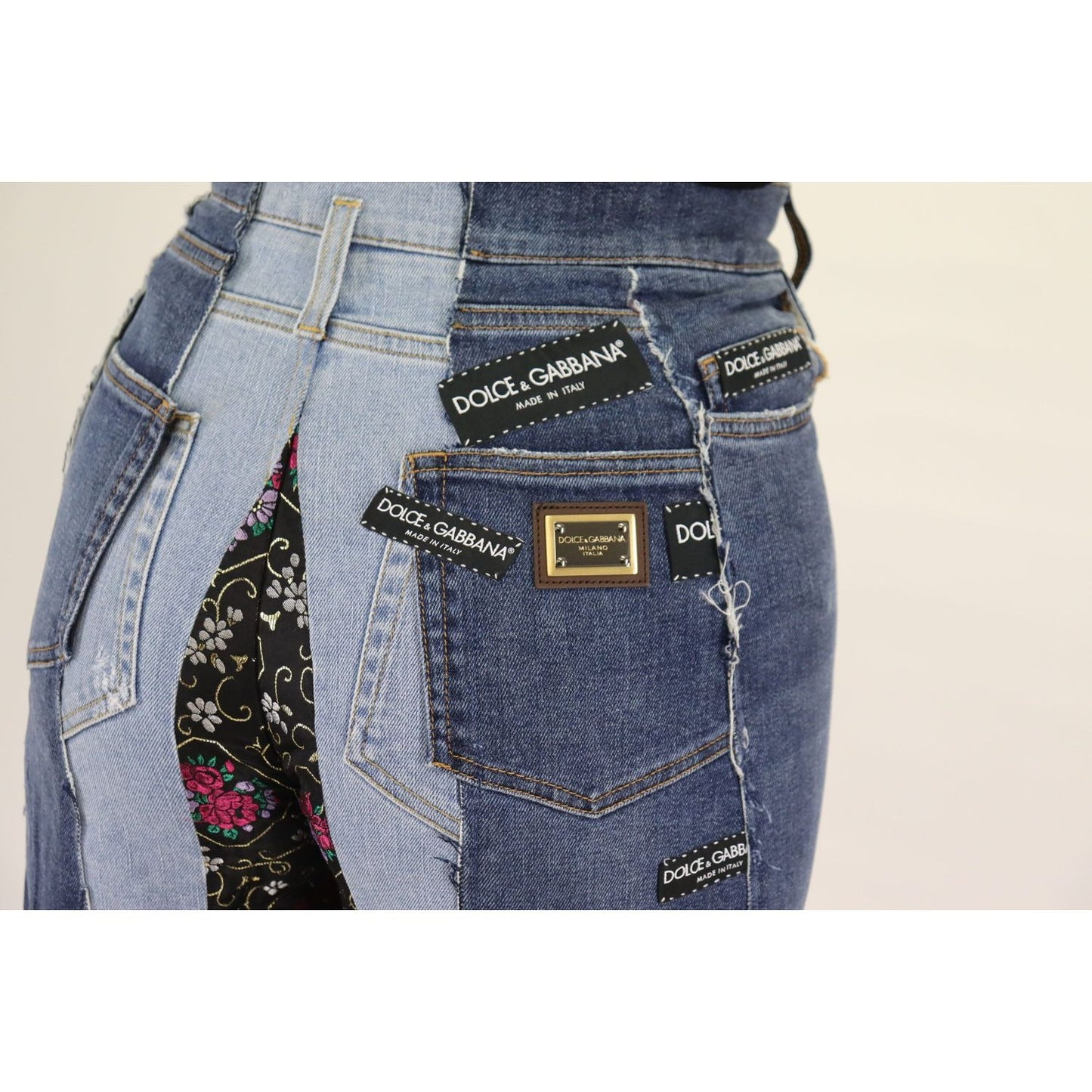 Dolce & Gabbana High-Waist Multicolor Wide-Cut Jeans Dolce & Gabbana Light Gray