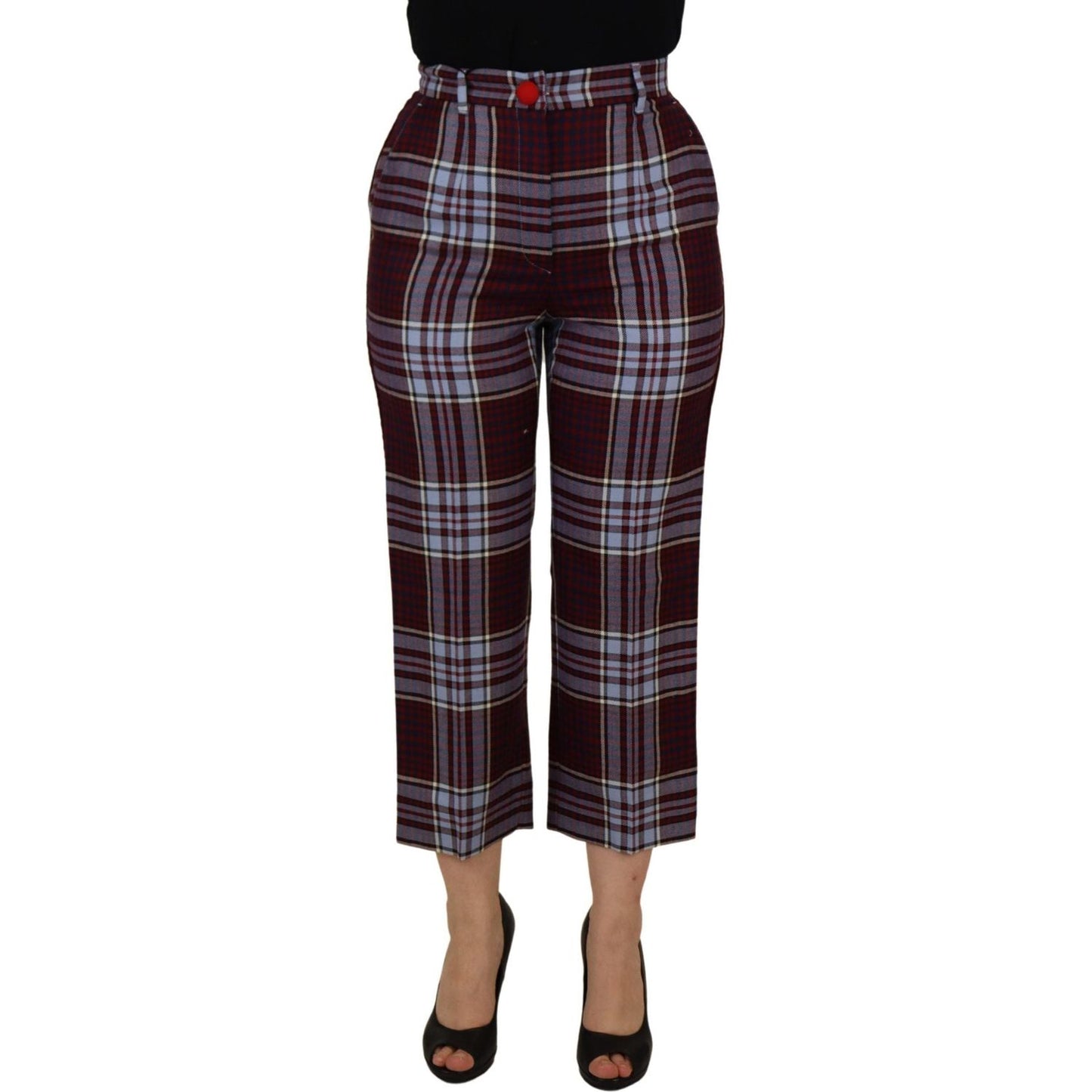 Dolce & Gabbana Elegant High Waist Wool-Blend Trousers Dolce & Gabbana Dark Slate Gray
