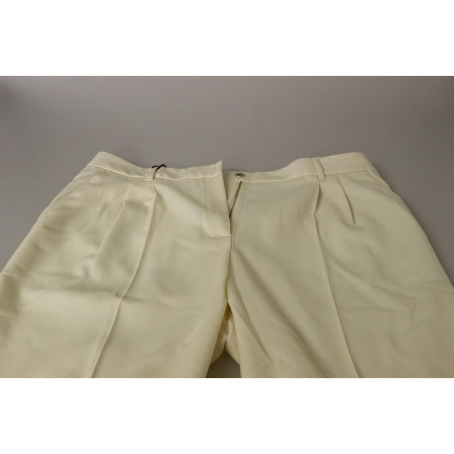 Dolce & Gabbana Elegant Ivory High-Waist Wool Pants Dolce & Gabbana Rosy Brown
