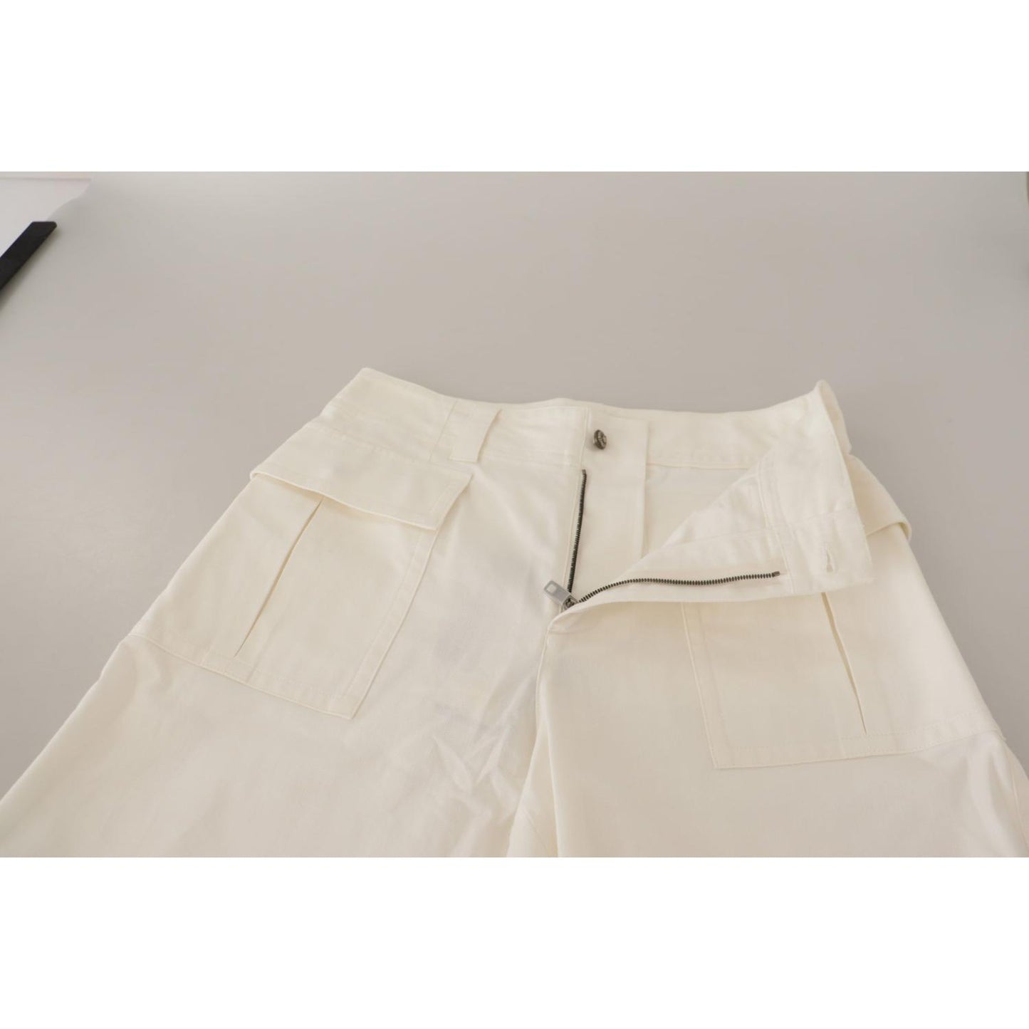 Dolce & Gabbana Elegant White High-Waist Tapered Trousers Dolce & Gabbana Gray
