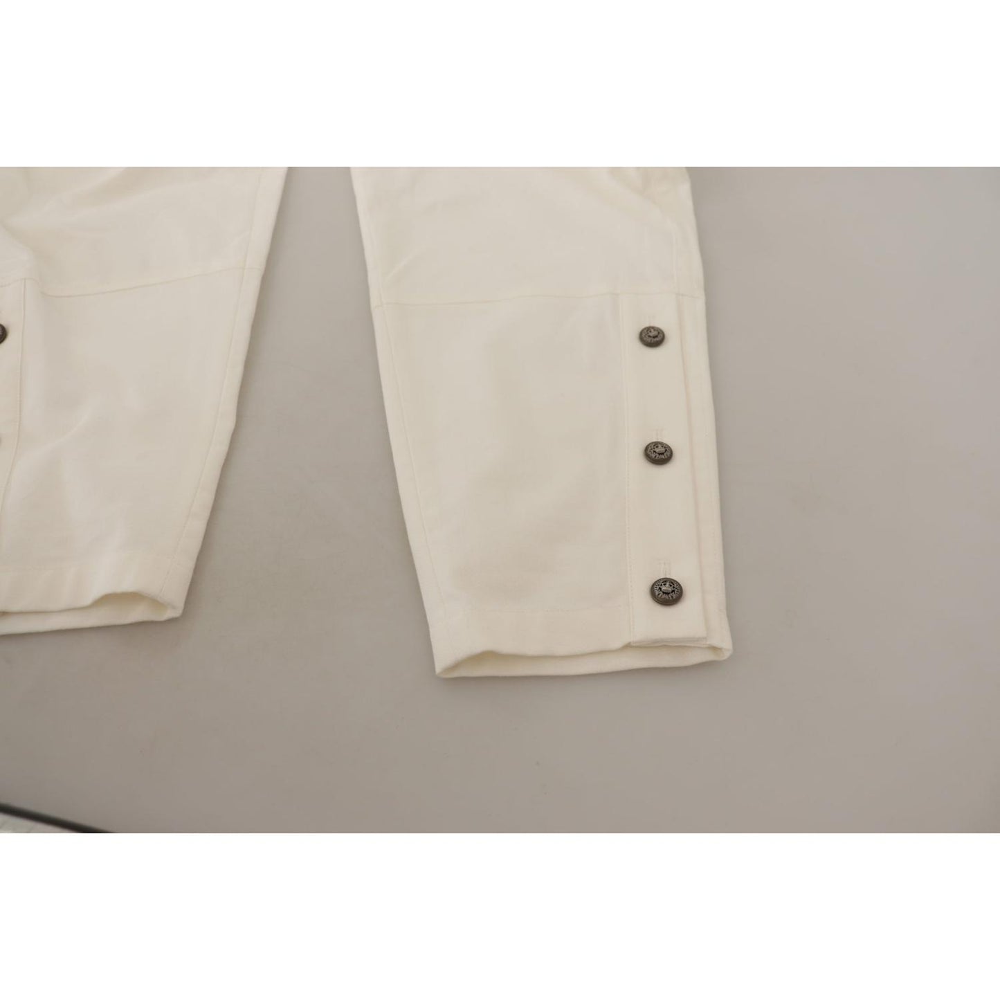 Dolce & Gabbana Elegant White High-Waist Tapered Trousers Dolce & Gabbana Dark Gray