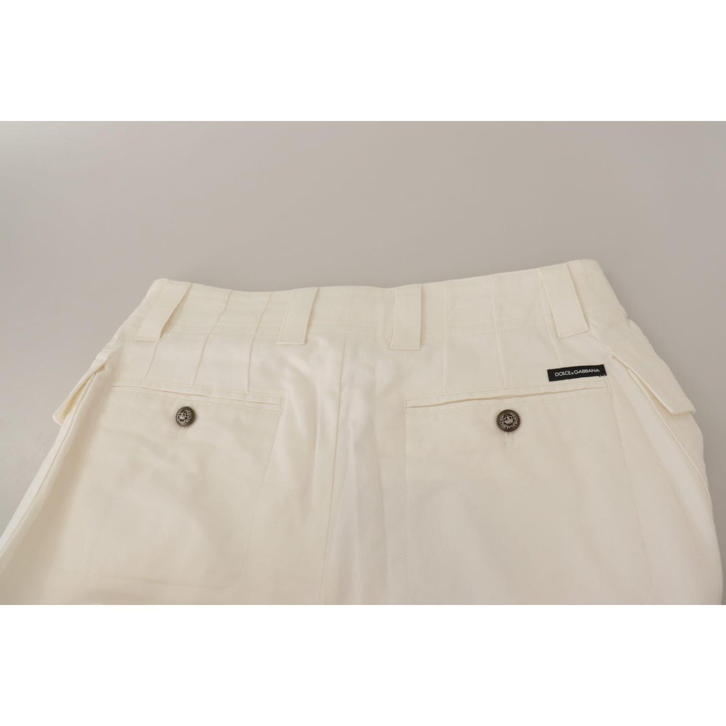 Dolce & Gabbana Elegant White High-Waist Tapered Trousers Dolce & Gabbana Gray