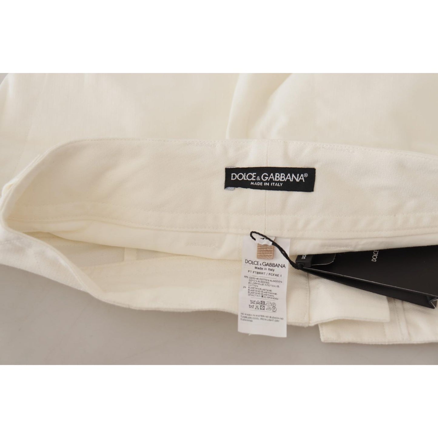 Dolce & Gabbana Elegant White High-Waist Tapered Trousers Dolce & Gabbana Gray