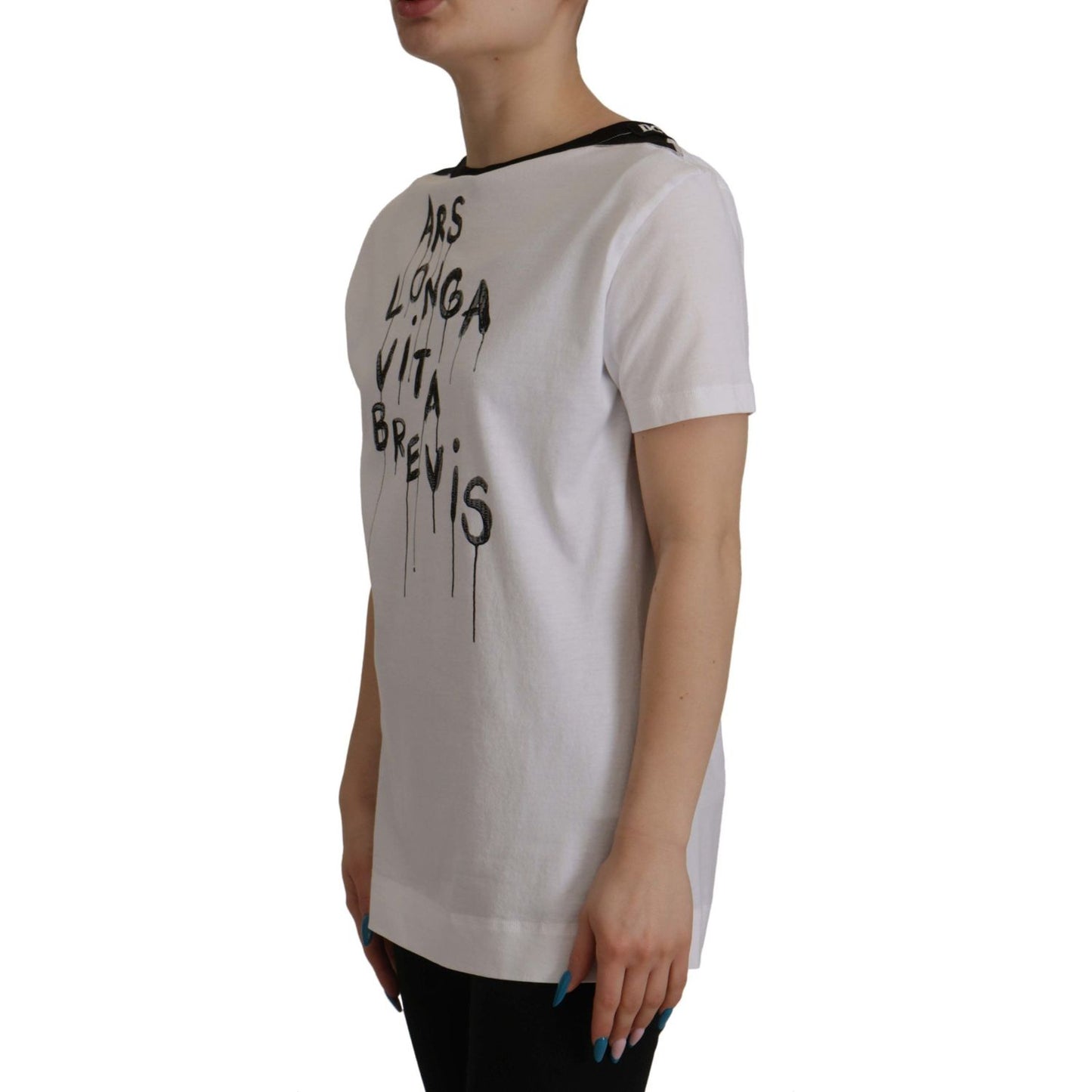 Dolce & Gabbana Elegant Round Neck Slogan Tee Dolce & Gabbana Rosy Brown