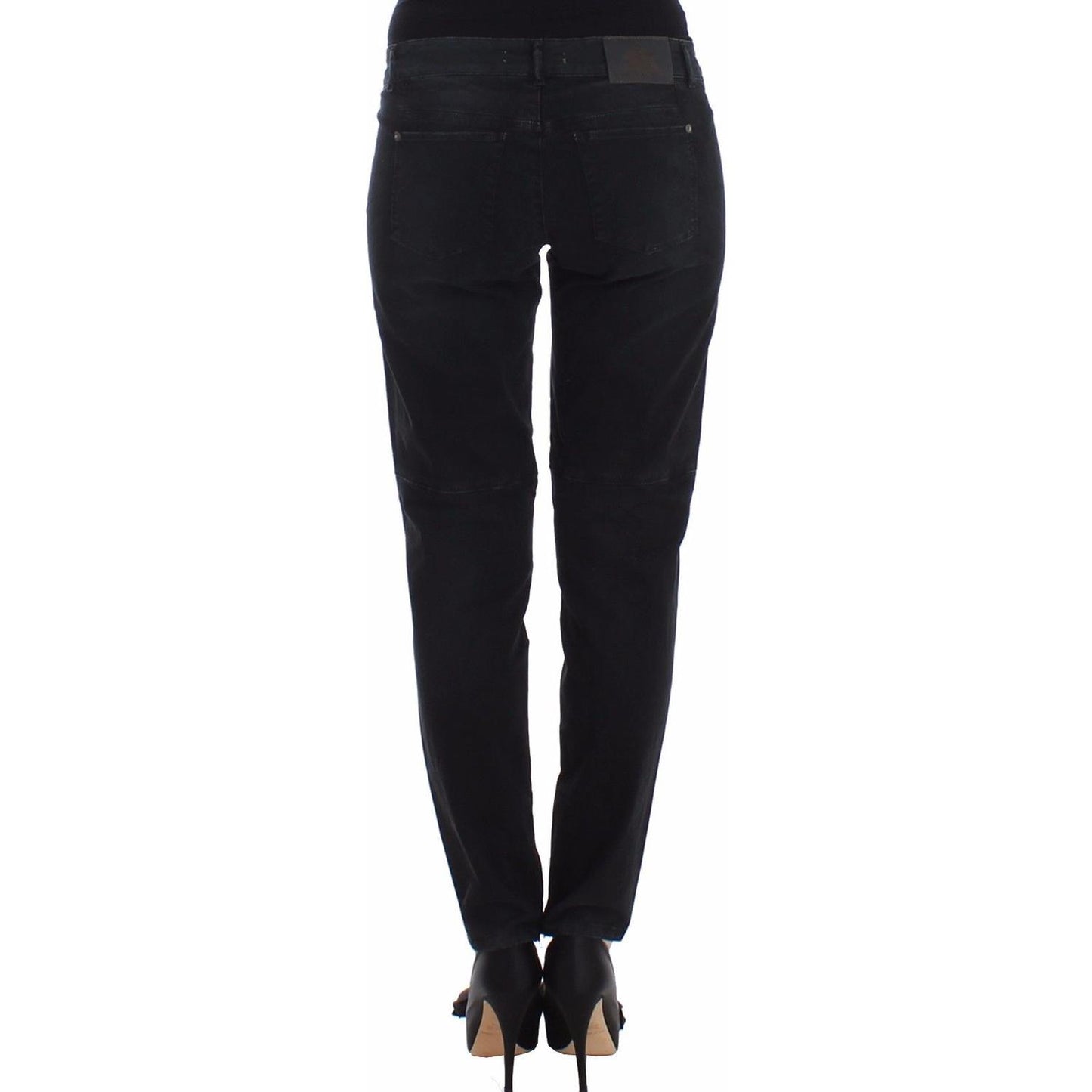 Ermanno Scervino Sleek Black Slim Leg Designer Jeans Ermanno Scervino Black