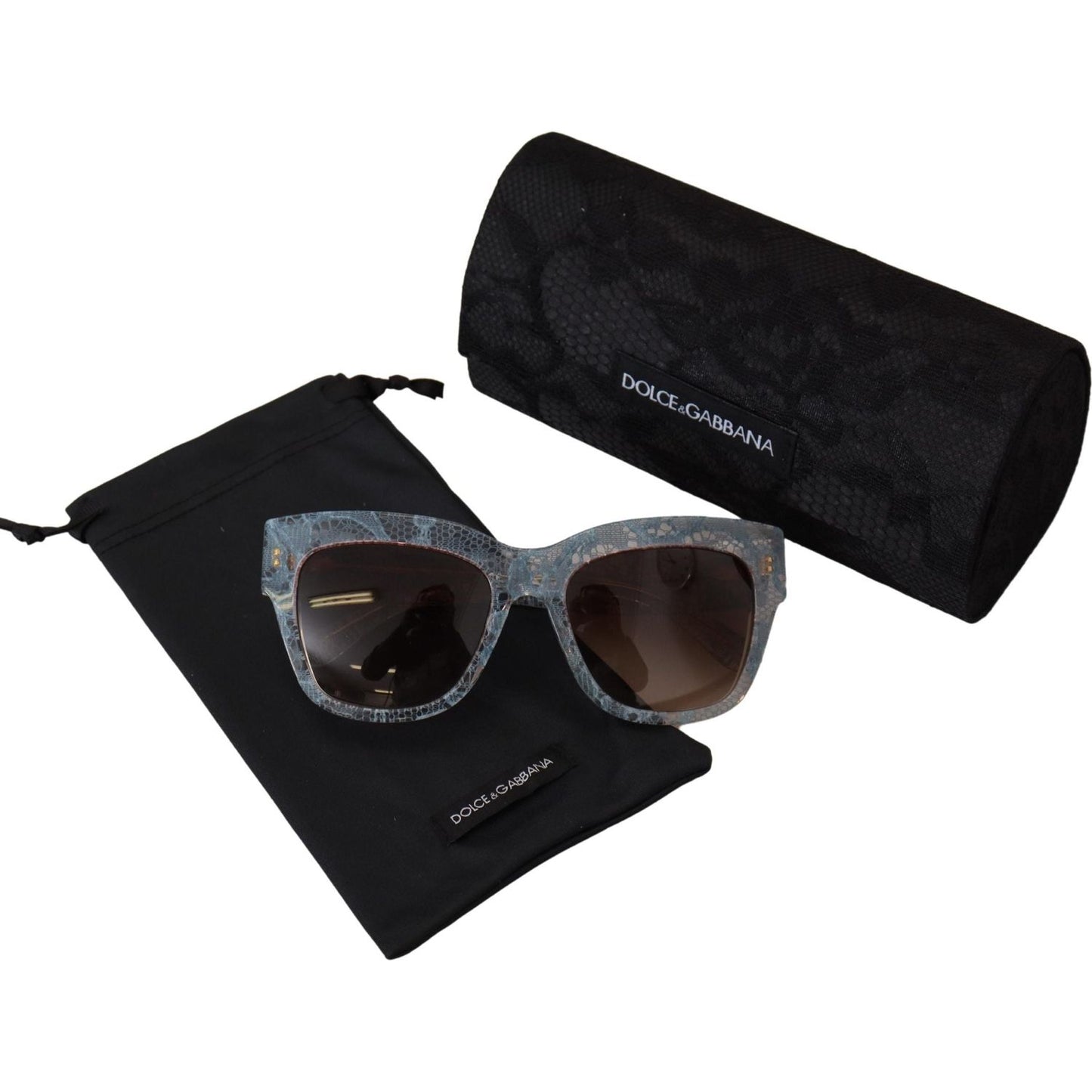 Dolce & Gabbana Elegant Lace-Trimmed Gradient Sunglasses Dolce & Gabbana Black