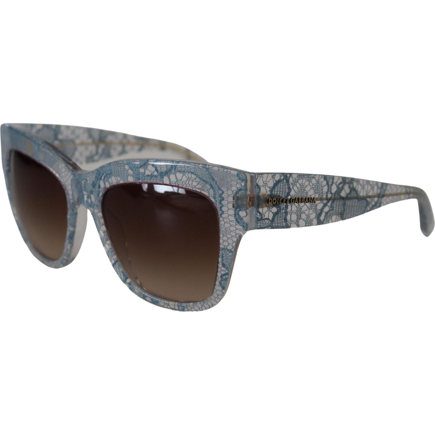 Dolce & Gabbana Elegant Lace-Trimmed Gradient Sunglasses Dolce & Gabbana Dim Gray