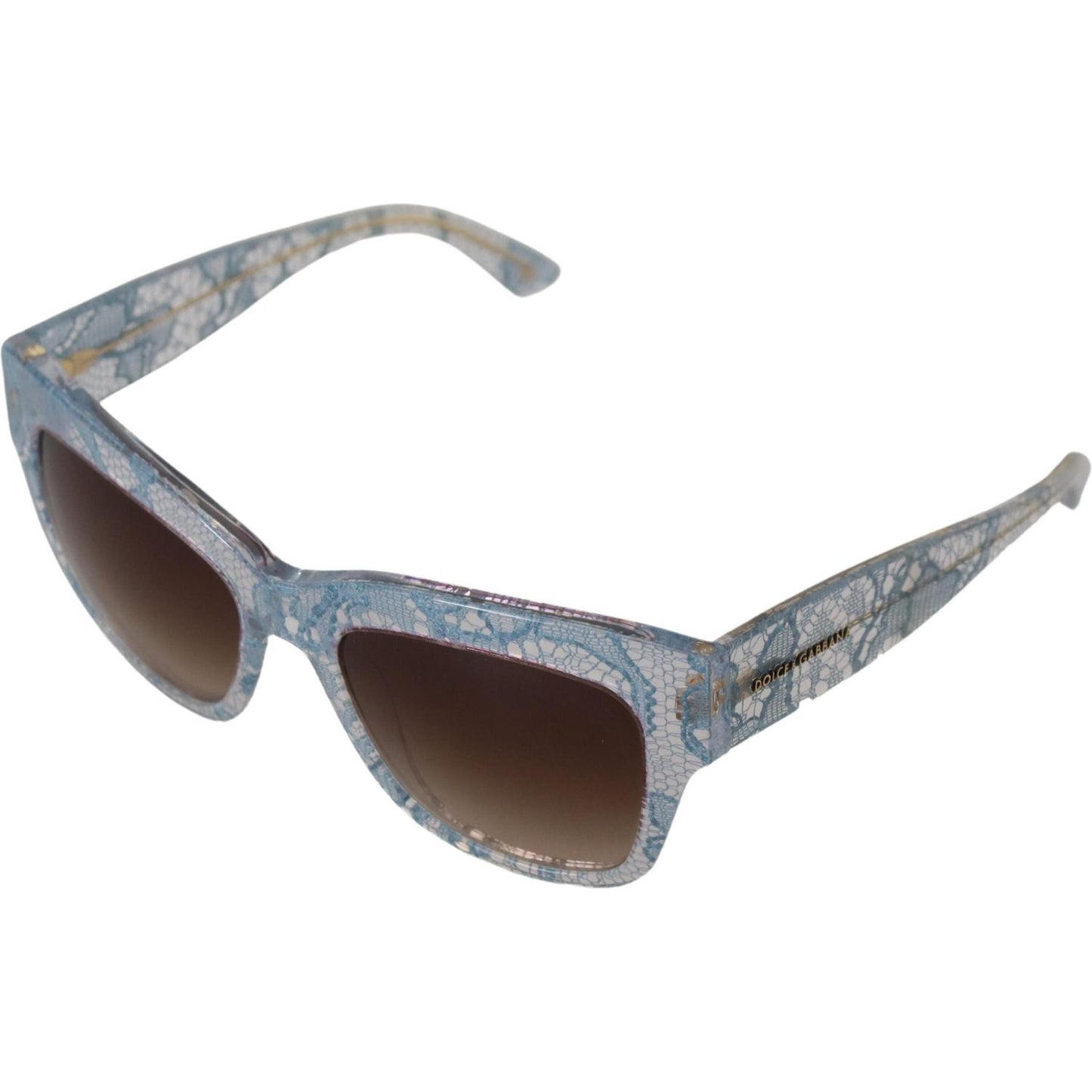 Dolce & Gabbana Elegant Lace-Trimmed Gradient Sunglasses Dolce & Gabbana Light Slate Gray