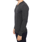 Ermanno Scervino Chic Gray V-Neck Wool Blend Pullover Sweater Ermanno Scervino Dark Slate Gray