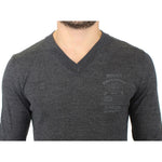 Ermanno Scervino Chic Gray V-Neck Wool Blend Pullover Sweater Ermanno Scervino Dark Slate Gray