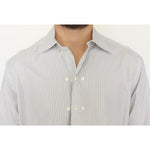 Ermanno Scervino Elegant White and Gray Striped Cotton Shirt Ermanno Scervino Light Gray