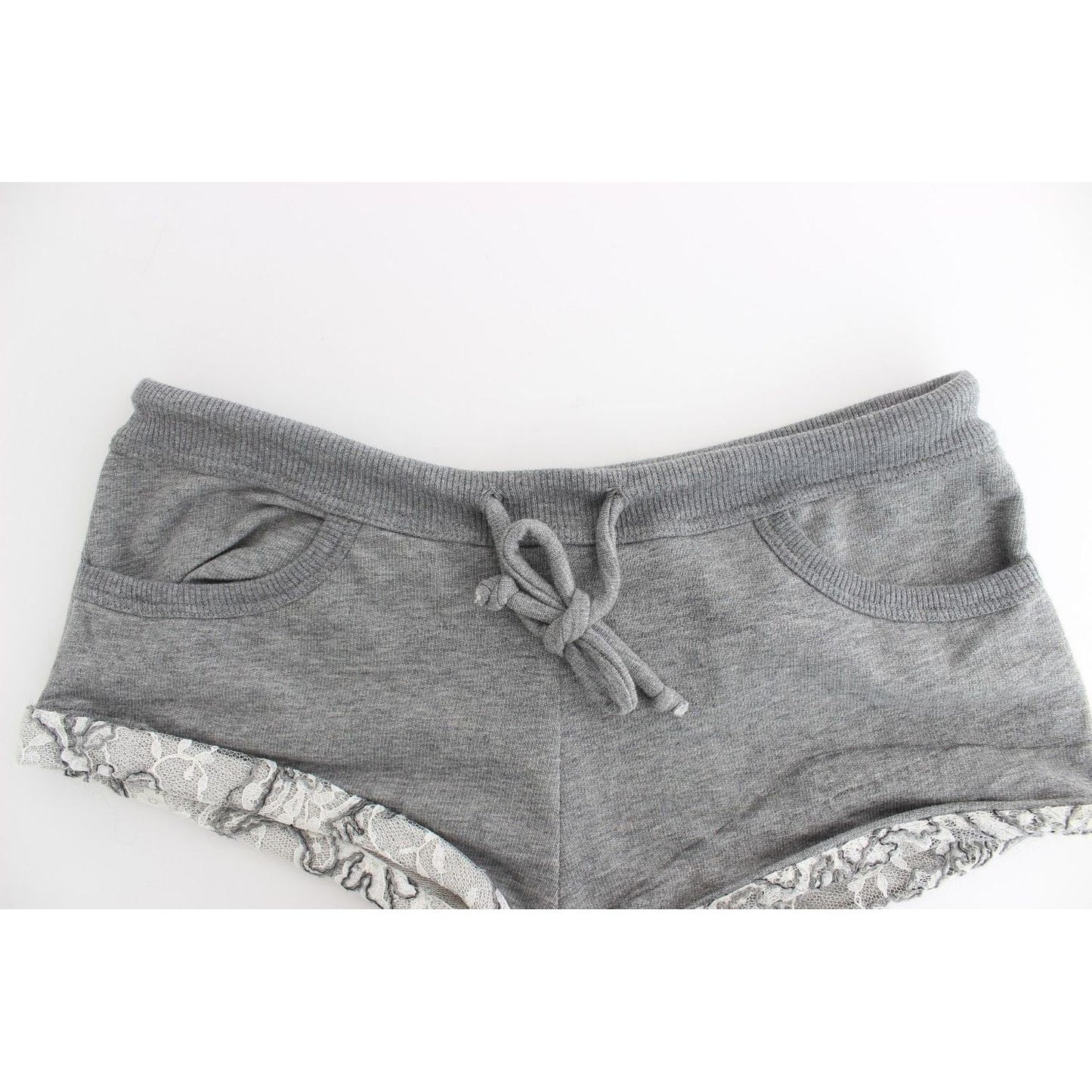 Ermanno Scervino Chic Gray Lace-Trimmed Mini Shorts Ermanno Scervino Light Gray