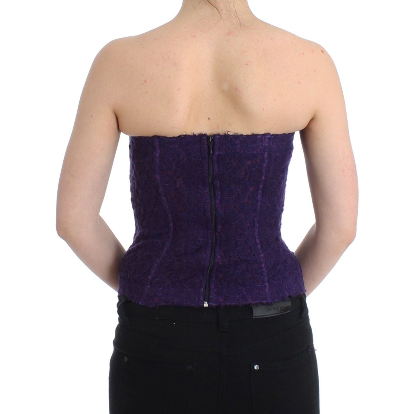 Ermanno Scervino Purple Lace Silk Blend Bustier Corset Ermanno Scervino Dark Slate Gray
